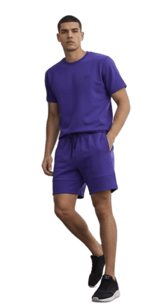 urple drawstring shorts – men’s casual athletic shorts with small logo on left leg