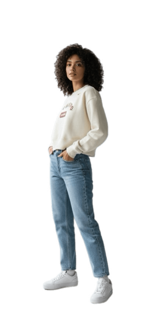 Beige cropped sweatshirt with red Stanford Cardinal logo and embroidered Nike Swoosh, women’s casual crewneck style.