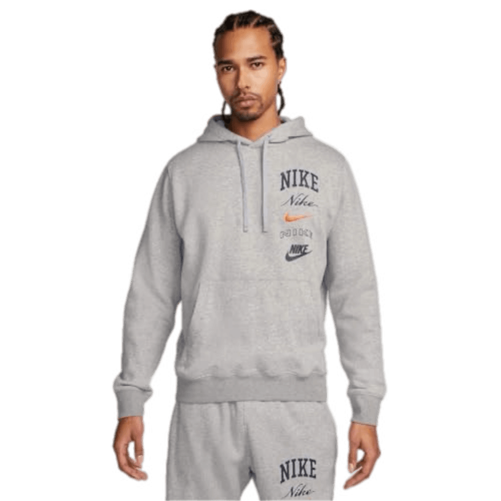 Nike Multi-Logo Club Fleece Tracksuit DX0783-063 gray – men’s hoodie and joggers set front view